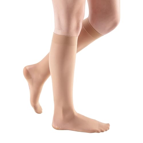 Image of Mediven Women's Sheer & Soft Calf High 30-40 mmHg Compression Stockings | Women's sheer calf high compression stockings with ClimaComfort fabric, double-knit sole and soft transparent finish.