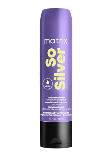 Matrix So Silver Purple Conditioner - Removes Brassy Yellow Undertones, Color Depositing & Toning, Pigmented Conditioner For Blondes and Greys, Vegan