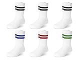 Haloumoning Boys Striped Crew Socks 6 Pairs Kids Cushioned Uniform Casual Athletic Soft Cotton Socks 4-15 Years