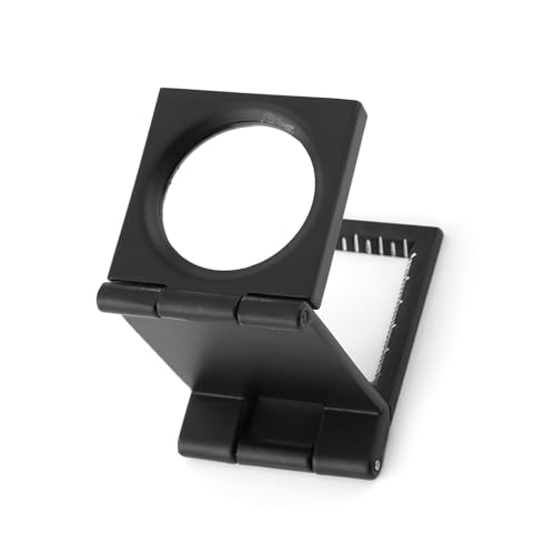 Mini Three Folding Magnifier, 10x28mm Zinc Alloy Loupe Pocket Reading Magnifier, Small Loupe Mini Magnifying Glass with Scale - Image 3