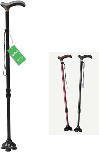 BeGrit伸縮ステッキ 杖 4本足 自立式 ４点杖 軽量 多機能ステッキつえ 杖 男性用と女性用 アルミ 歩行補助杖 ステッキ 杖 10段階調節 身長142～188cmが似合います 敬老の日プレゼント