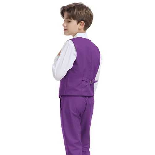 Image of Boys' Vest Slim Formal Suit Vest for Wedding Homecoming with Pockets Adjustable Back Strap, Size 2-20 Years