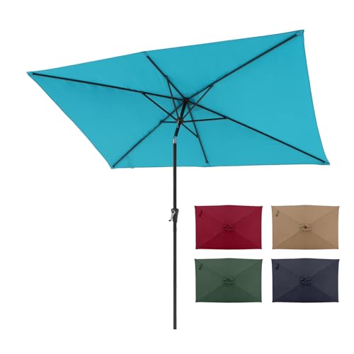 COBANA 6.6 x 9.8ft Rectangular Patio Umbrella, Outdoor Table Market Umbrella with Push Button Tilt/Crank, Blue