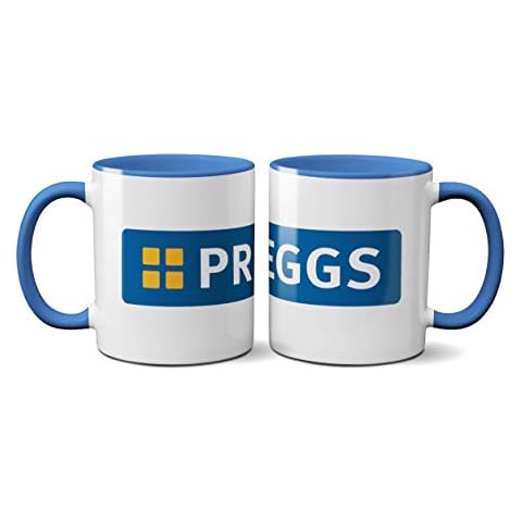 Preggs Mug- Greggs Bakery Funny Novelty Pregnant Christmas Birthdays Laughter (Blue Handle Prime) Cover