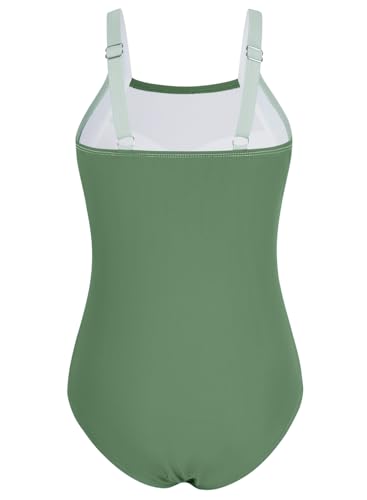 Image of Belovance Girls Swimsuits One Piece Bathing Suit Solid Color Block Tween Swimming Suit Beach Swimwear Quick Dry 5-14 Years
