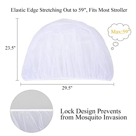 Image of Classic Mosquito Net for Baby Stroller, Bassinets,Carriers, Pram,Carseats,Cradles for Baby Polyester - White