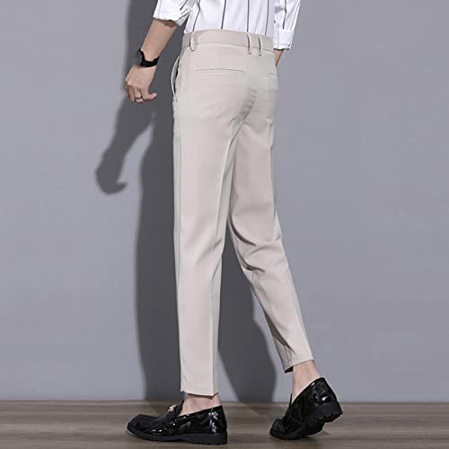Men's Business Comfort Pant Casual Straight Fit Tapered Wedding Suit Pant Classic Lightweight Loose Fit Trousers3