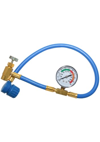 Tuyau de remplissage de réfrigérant avec manomètre pour climatisation automobile R134a | Kit de remplissage pour climatisation, tuyau de service, raccord...