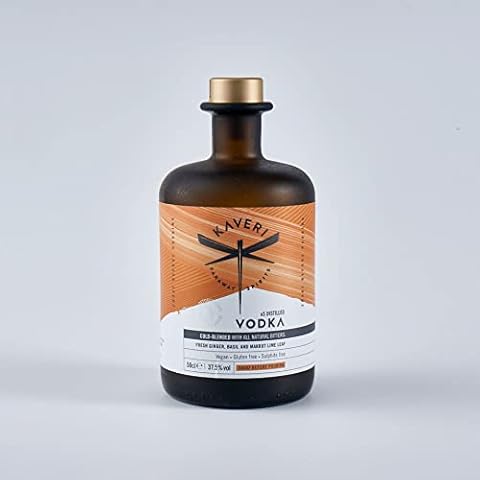 Kaveri 100% Organic Peruvian Cold-Pressed Ginger, Lime Leaf & Basil Vodka | Naturally Zingy | Low-Calorie, Gluten-Free, Sulphite-Free, Vegan, British, Flavoured Vodka Cover
