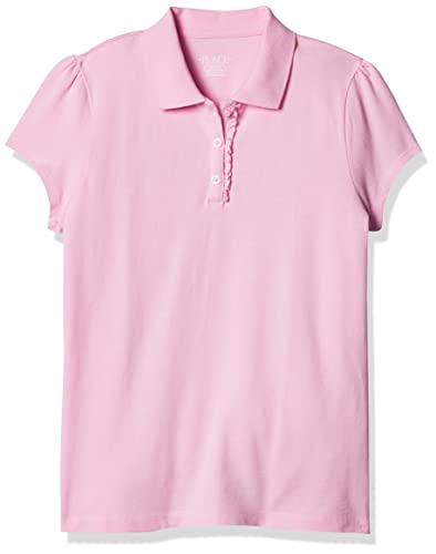 The Children's Place Girls Short Sleeve Ruffle Pique Polo Shirt, Sparkle Pink Single, Small US - image 1