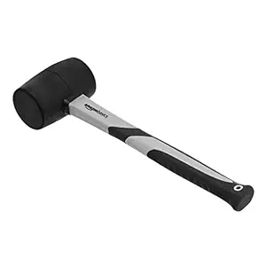amazon basics Rubber Mallet with Shock-Absorbing Fibreglass Handle & Textured Cushion Grip, 450g