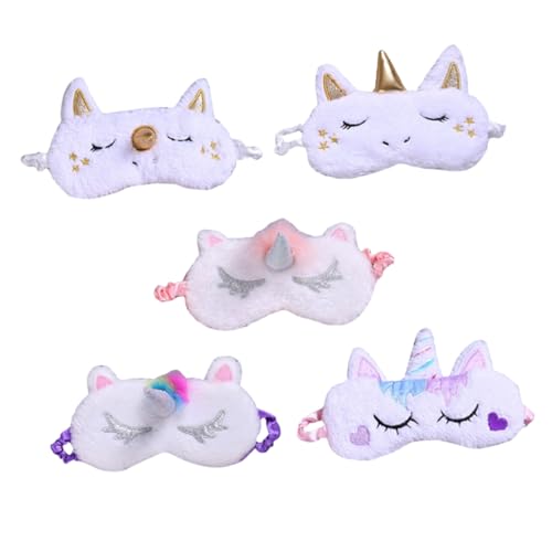 CHICAMPERA 5個 かわいいユニコーンデザインの睡眠用アイマスク 弾性バンドで頭囲可能 光遮断と快適な目の自由運動を実現 から大人まで適用可