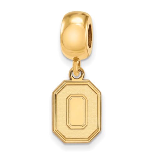 LogoArt 14k Yellow Gold Plated Sterling Silver Ohio State University Sm Dangle Bead Charm