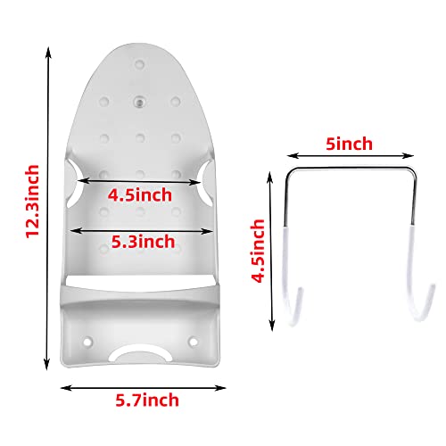 Ironing Board Hanger Wall Mount Electric Iron Holder Household Bathroom Shelf Holder Rack Electric Iron Holder - for Max 5.3 inch Width(White)