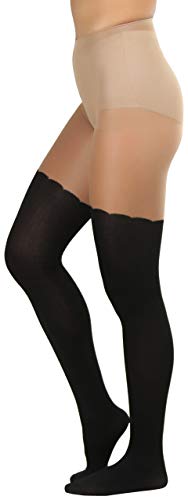 Image of ToBeInStyle Women's Full Footed Pantyhose with Thigh High Designs