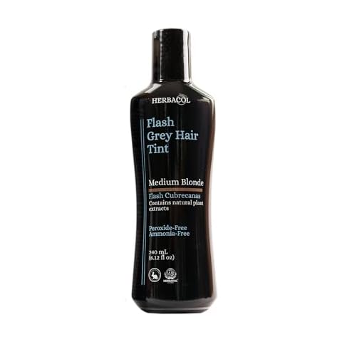 Herbacol Medium Blonde "Flash" Gray Hair Cover | Ammonia and Peroxide Free | Herbacol Rubio Medio "Flash" Cubrecanas | Sin Amoniaco ni Peroxido | 8.1oz-240ml Cover