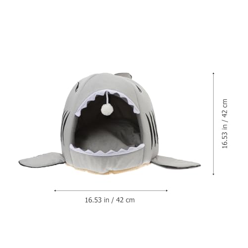 Lit en peluche requin contre le stress du chat | Panier dôme chaud