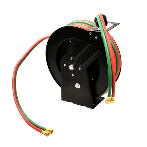 Interstate Pneumatics HWR-1450R 1/4 Inch x 50FT Steel Retractable, Grade R, Rubber Twin Welding Hose