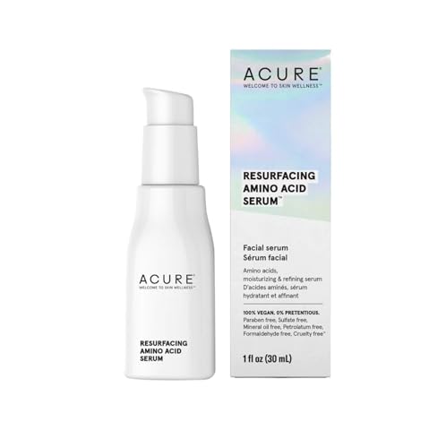 Acure – Resurfacing Amino Acid Serum, 1 fl oz – Facial Serum to Refine Skin Texture – Moisturizing and Refining Serum with Amino Acids – All Skin Types – Skin Care Serum – 100% Vegan