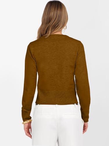 ANRABESS Women’s Long Sleeve Sweaters Cropped Crew Neck,Caramel,M — view 6