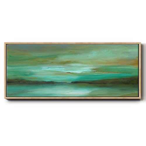 Renditions Gallery Floater Frame Nature Artwork for Home Layers of Calm Hidden Cove Abstract Wall Hangings for Bedroom Kitchen Office - 8"x20" Natural Frame LT619