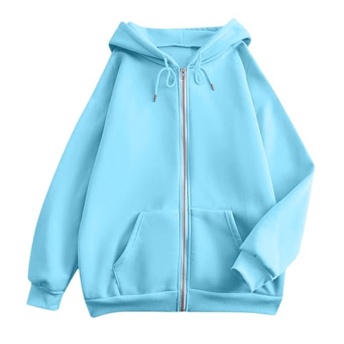 Zip Up Hoodie Women Casual Oversized Sweatshirts - Fall Fashion Fleece Lined Jacket - Thick Warm Coat Winter Clothing