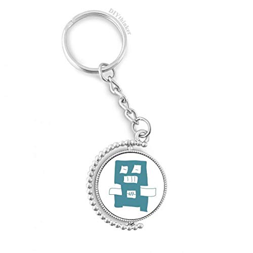 Llavero de robot azul con anillo giratorio que evita enredos y organiza tus llaves