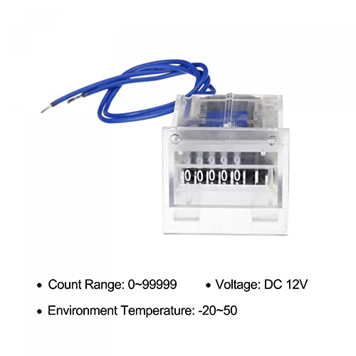 Image of uxcell Electromagnetic Counter, 5 Digit 0-99999 Counting Range Electronic Pulse Counter Digital Counter Totalizer DC12V