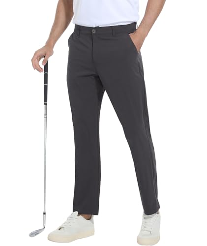 Boyzn Herren Golf Hosen mit 5 Taschen Leichte Stretch Schnell Dry Casual Reise Arbeit Kleid Hosen Deep Grey-38W/30L