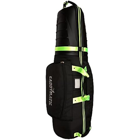 Caddymatic Hard Top Shell Padded Travel Cover with Wheels, Black/Neon Cover