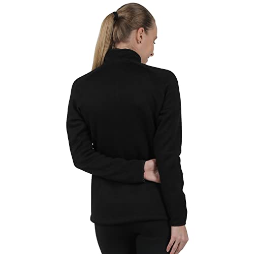 Town&Field Women's Sweater Fleece Jacket Long Sleeve Full Zip Sweatshirts Athletic/Casual Lightweight For Spring (Black,L) #TOP4
