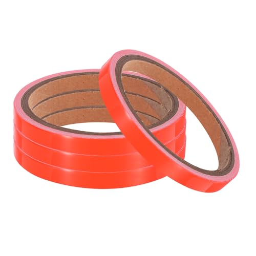 Image of uxcell 4Rolls Glow in The Dark Tape, 0.3 inch x 9.8 ft Fluorescent Adhesive Tape Luminous Tape for Stairs, Walls, Steps, Exit Sign, Home Decoration, Red