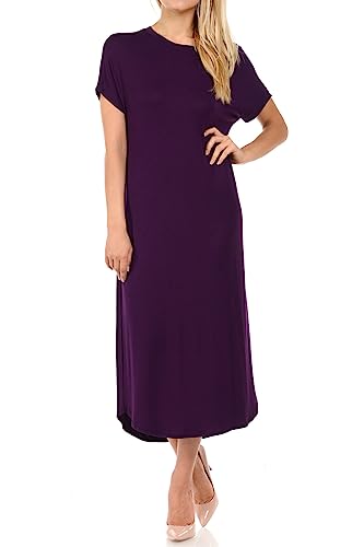 Image of iconic luxe Women's A Line Short Sleeve T Shirt Midi Dress Summer Casual