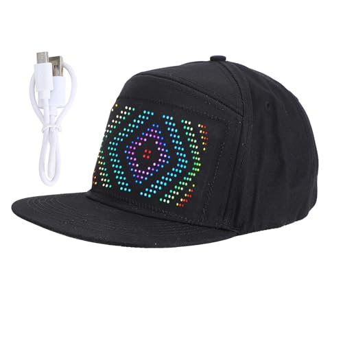 Gorra LED Programable Bluetooth APP Control Sombrero LED con pantalla de 16x32 Punto Batería recargable para fiesta Festival Concierto Material de algodón 260x200x110 mm