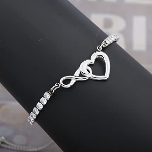 Image of Love Symbol Charm Adjustable Bracelet Infinity Heart Symbol Charm Bracelet Love Friendship Jewelry Gift Birthday Gift (Infinity Heart Br)