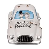 ❤️ Spardose aus Keramik in Form eines Autos mit Aufschrift Just Married
