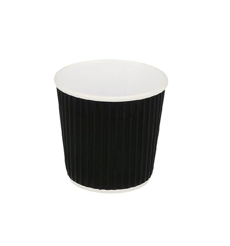 DOT Horeca Solutions - Bicchiere Cartoncino Doppia Parete Corrugata Nero 120 ml (4 Oz) – 40 pz - Bicchieri da Asporto - Bevande Calde caffè, tè, Tisane, Latte e Cioccolata
