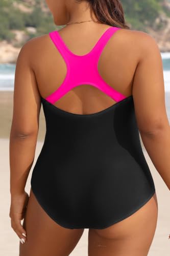 Image of Aqua Eve Plus Size Swimsuits Athletic One Piece Bathing Suit for Women Tummy Control Slimming Swimwear