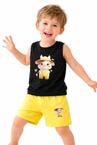 Image of TS LAVI TAVI Baby Cotton Clothing Set | Sleeveless T-Shirt & Shorts Combo | Summer Wear for Boys & Girls | Soft Breathable Fabric | Multicolor Pack of 3
