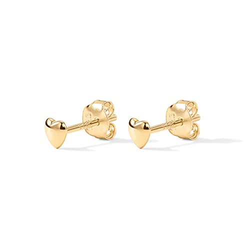Image of PAVOI 14K Gold Plated 925 Sterling Silver Bar, Dot, Heart, Triangle, Star, Cat | Dainty Earrings for Women - Valentines Day Trendy Jewelry