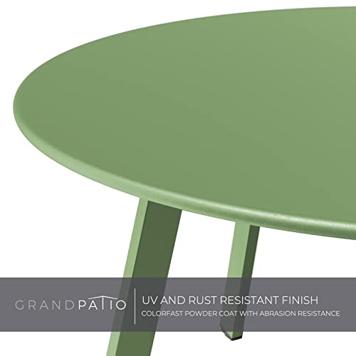 Table basse ronde acier vert sauge 70 cm, pieds réglables Grand patio