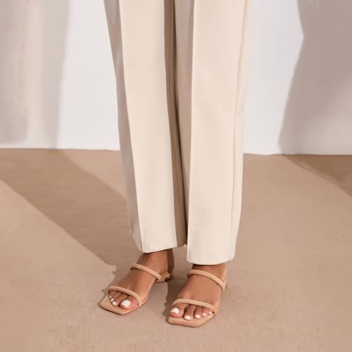 Image of Modatope Square Open Toe Heeled Sandals Women Two Strap Chunky Heel Sandals for Women Low Block Heel Sandal Dressy