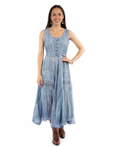 Image of Scully Ash Grey Full Length Lace-Up Front Womens Sleeveless Dress HC118