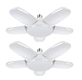 (2 Pack) LED Garage Lights 80W Garage Light Daylight Deformable 5 Panels 8000LM E26/E27 6000K Screw in LED Garage Lighting Ceiling Garage Lighting Bulb for Garage Basement Warehouse