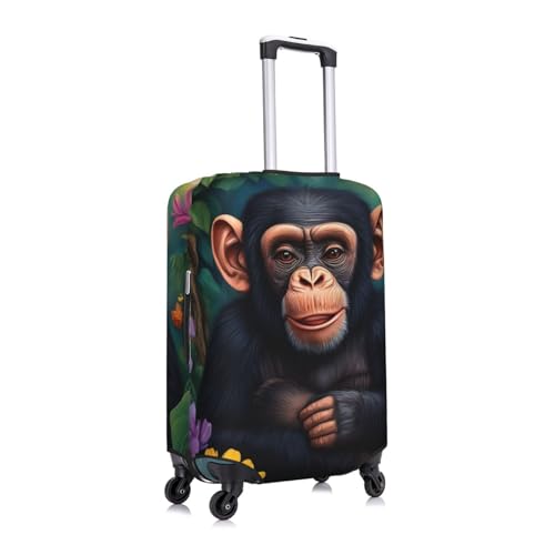 Chimpanzee Jungle Flower Luggage Cover Protector Suit Case Cover Elastic Washable Anti-Scratch For 18-32 Inch Luggage X-Large3