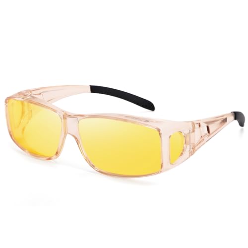 Dollger Night Vision Glasses for Women Men,Wrap Around Fit Over