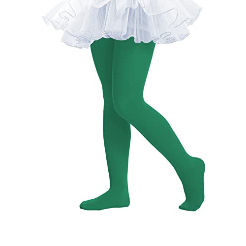 Ultra Soft Elastic Ballet Tights for Girls - Breathable Opaque Footed Dance Stockings - Thick Warm Toddler Tights 3-6 Years Green