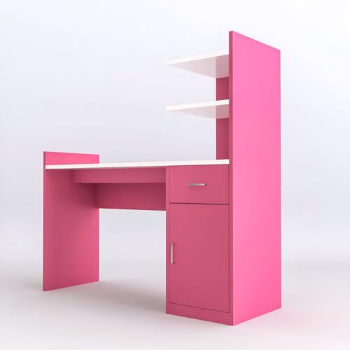 Image of Engineered Wood Office & Study Table for Study Room /Office /Work from Home || Engineered Wood Study Table || Freestanding || (Pink & White) |
