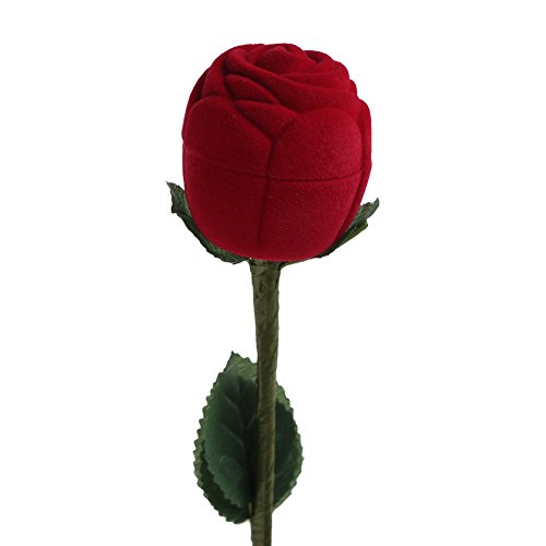 Image of Lilone Plastic 1 X Surprise Red Rose Wedding Ring Box Earrings Pendants Jewelry Case Valentine Gift (Empty)
