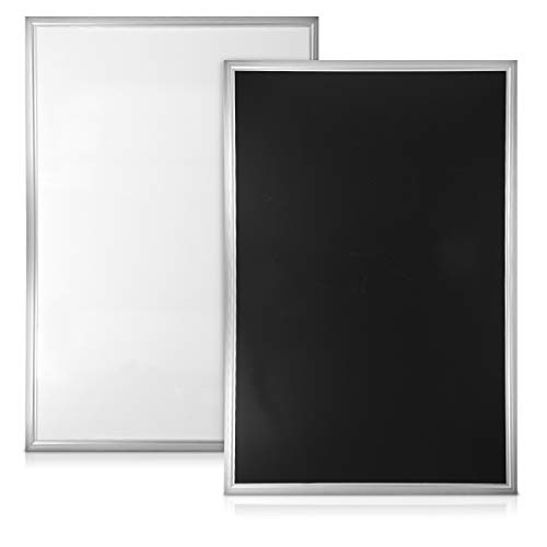Navaris Double-Sided Chalkboard Whiteboard - 16" X 24" Wall Blackboard Magnetic Dry Erase Message Board - Includes Chalk And Magnets - Metal Frame #TOP4